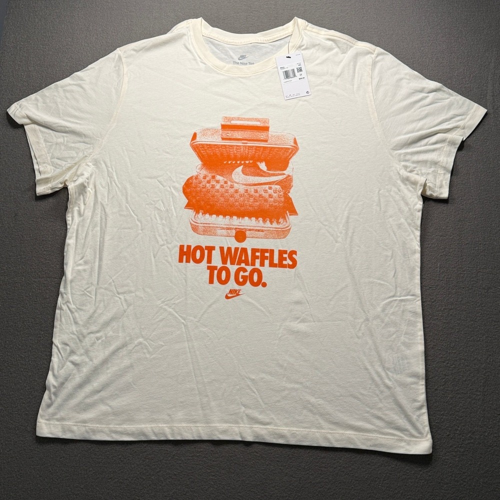 Nike Graphic T-Shirt Mens 3XL Sail Hot Waffles To Go HV9803-110